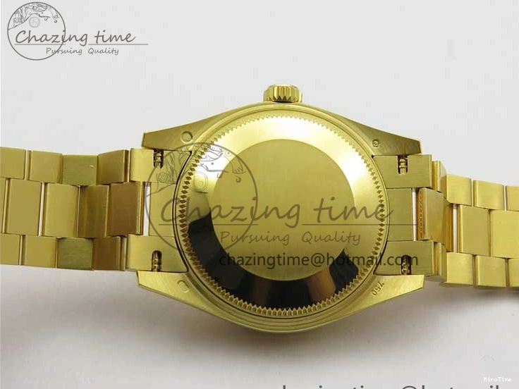 MiroTime 0408 Versatile Daydate 278288 31mm YG EWF Best Edition Green Malachite Dial Crystal Markers on YG President Bracelet ETA 2606